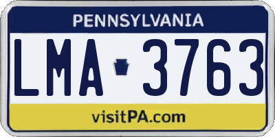 PA license plate LMA3763