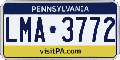 PA license plate LMA3772