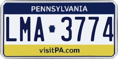 PA license plate LMA3774
