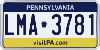 PA license plate LMA3781