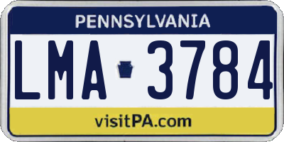 PA license plate LMA3784