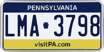 PA license plate LMA3798