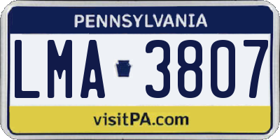 PA license plate LMA3807
