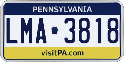 PA license plate LMA3818