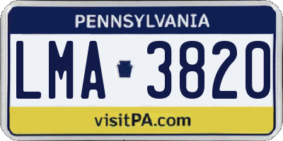 PA license plate LMA3820
