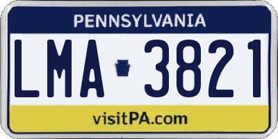 PA license plate LMA3821