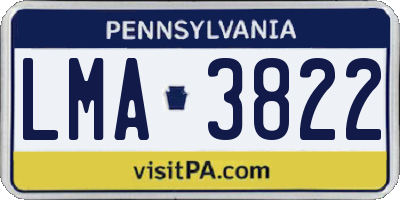 PA license plate LMA3822