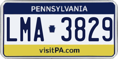 PA license plate LMA3829