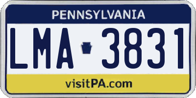 PA license plate LMA3831