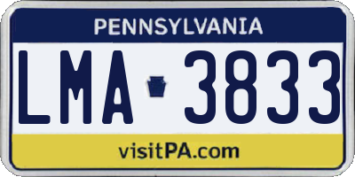 PA license plate LMA3833