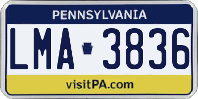 PA license plate LMA3836