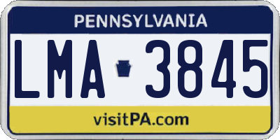 PA license plate LMA3845