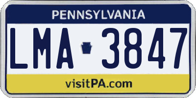 PA license plate LMA3847