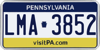 PA license plate LMA3852