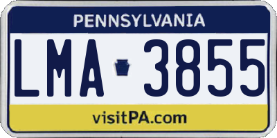 PA license plate LMA3855