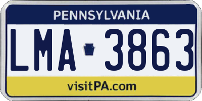 PA license plate LMA3863
