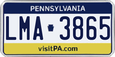 PA license plate LMA3865