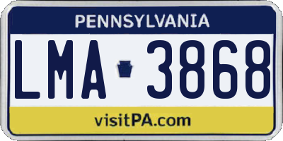 PA license plate LMA3868