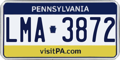 PA license plate LMA3872