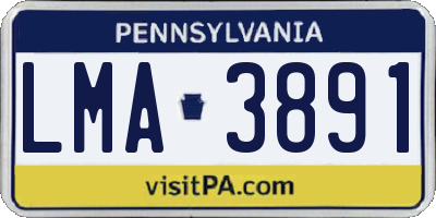 PA license plate LMA3891