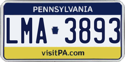 PA license plate LMA3893