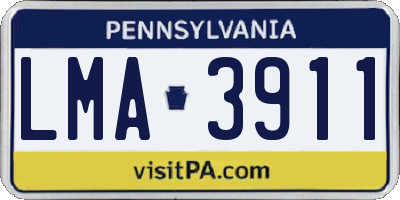 PA license plate LMA3911