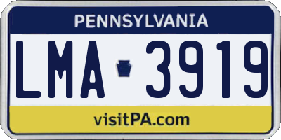 PA license plate LMA3919