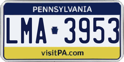 PA license plate LMA3953