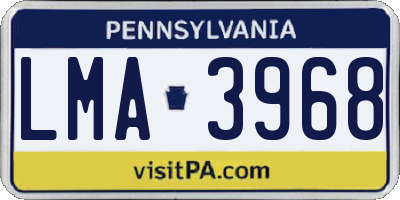 PA license plate LMA3968