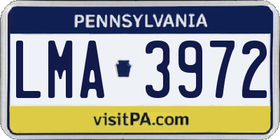PA license plate LMA3972