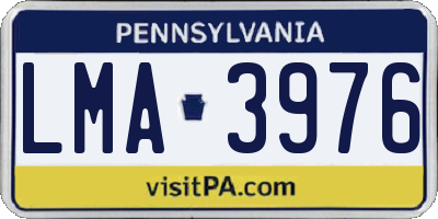 PA license plate LMA3976