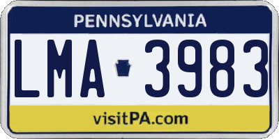 PA license plate LMA3983