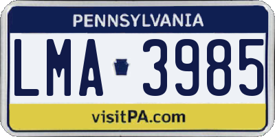 PA license plate LMA3985