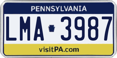 PA license plate LMA3987
