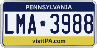 PA license plate LMA3988