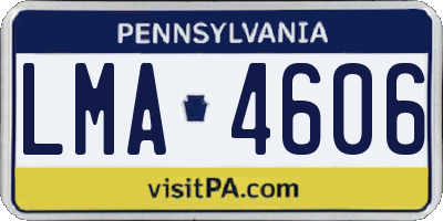 PA license plate LMA4606