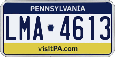 PA license plate LMA4613