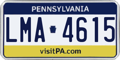 PA license plate LMA4615