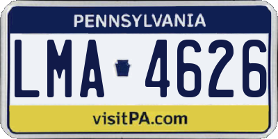 PA license plate LMA4626