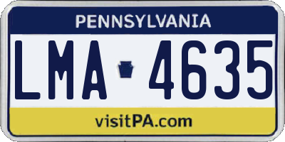 PA license plate LMA4635