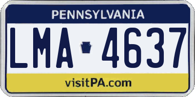 PA license plate LMA4637