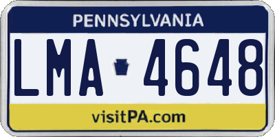 PA license plate LMA4648