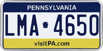 PA license plate LMA4650