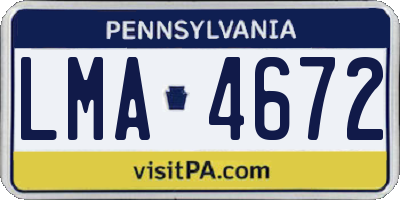 PA license plate LMA4672