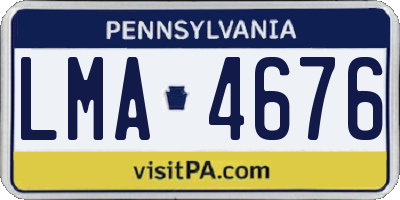PA license plate LMA4676