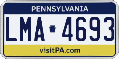 PA license plate LMA4693