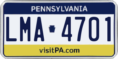 PA license plate LMA4701