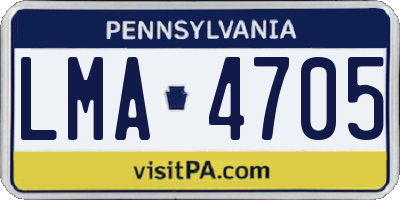 PA license plate LMA4705
