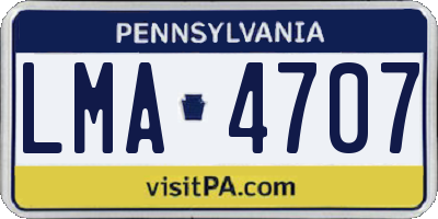 PA license plate LMA4707