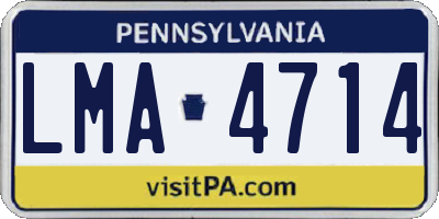 PA license plate LMA4714